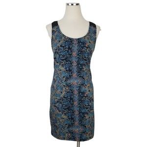 Free People Digital Damsel Dress Neon Glow Y2K Blue Pixel Floral Mini Medium M